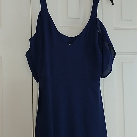 Express Cold Shoulder Hi-Low Navy  Dress, Sz 00 - Picture 3 of 11